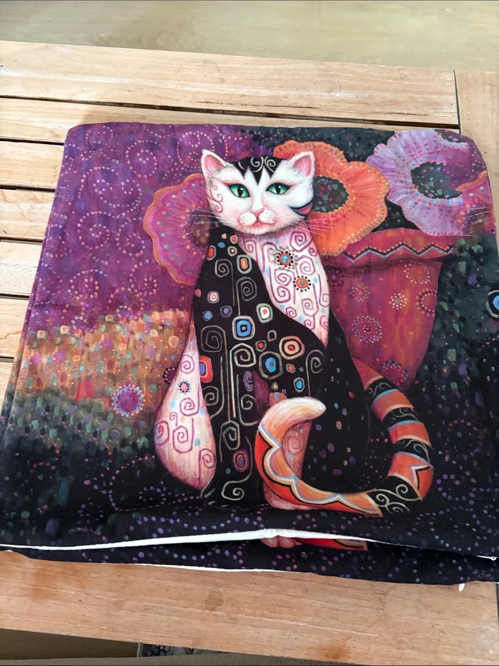 🐱 KLEO KATS Decko print velveteen pillow cover